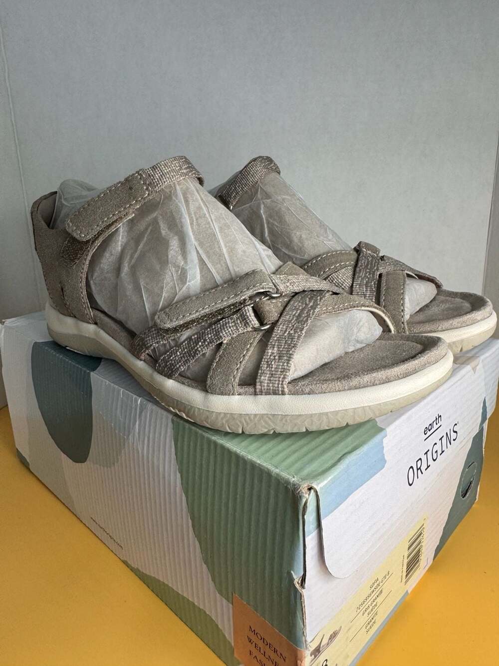 Earth Origins Sofia Sandals Size 8 Granite Suede